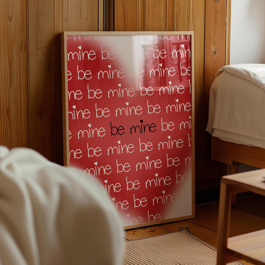 Be Mine Heart Print: Trendy Red Wall Art (Digital Download)