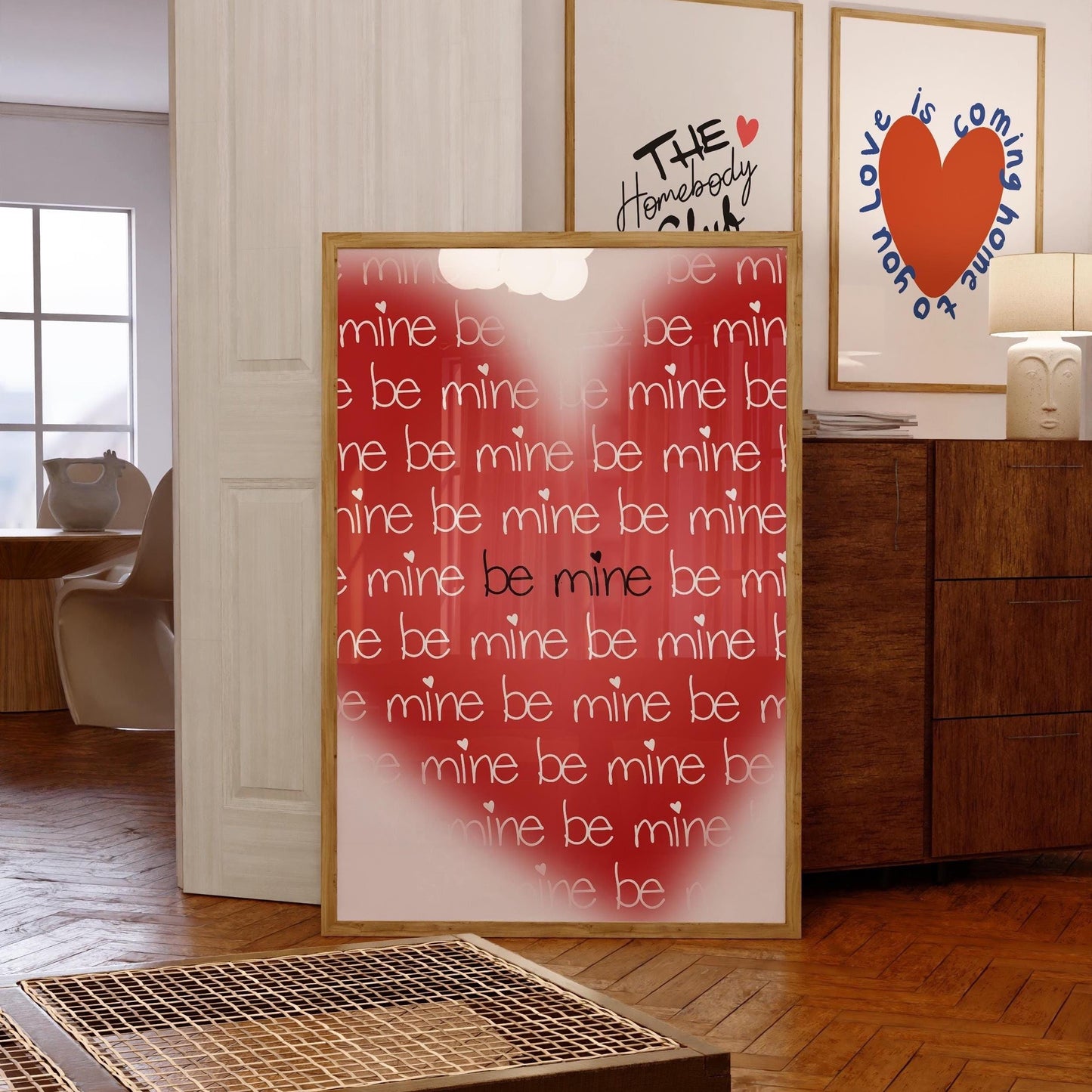 Be Mine Heart Print: Trendy Red Wall Art (Digital Download)