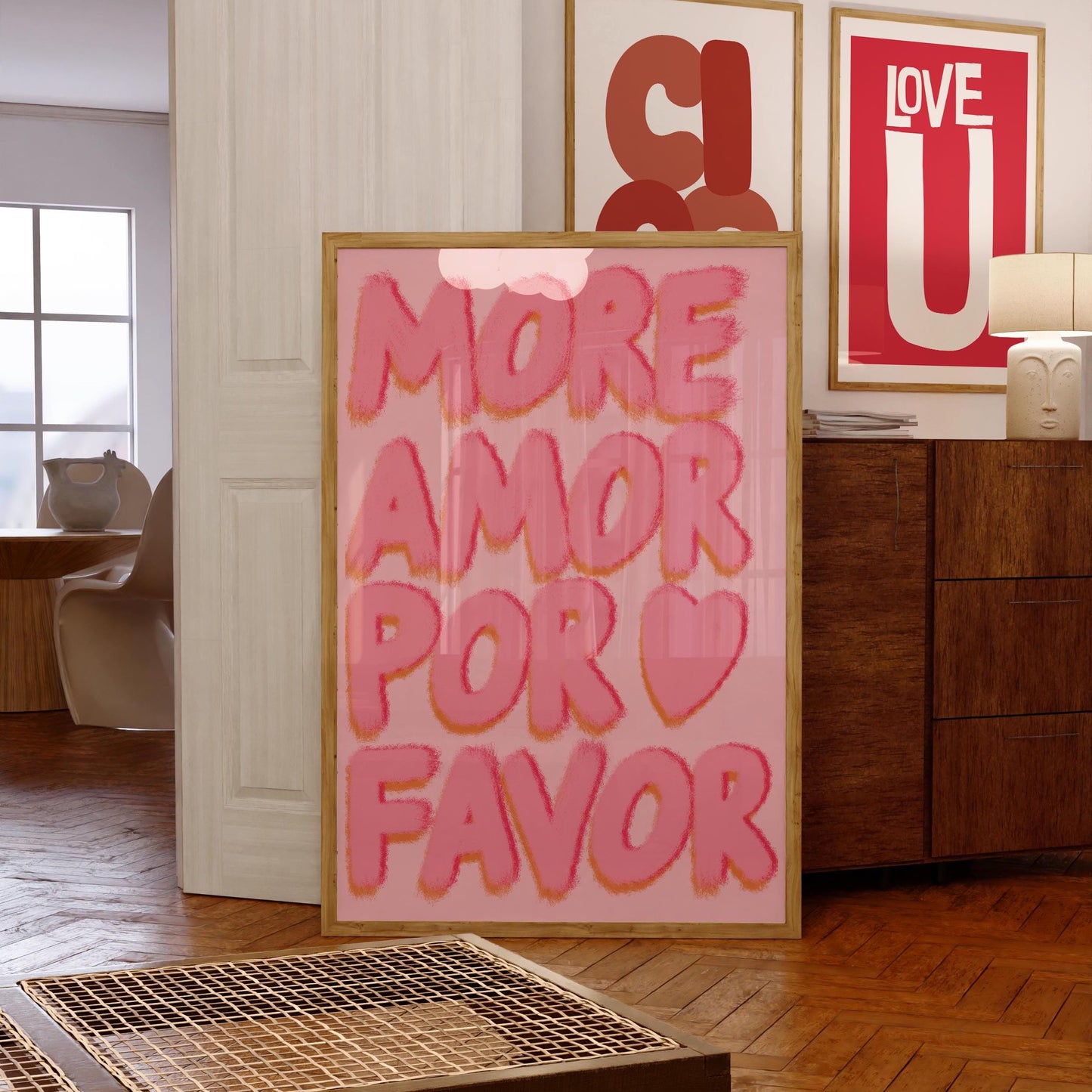 More Amore Por Favor Print: Preppy Pink Wall Art (Digital Download)