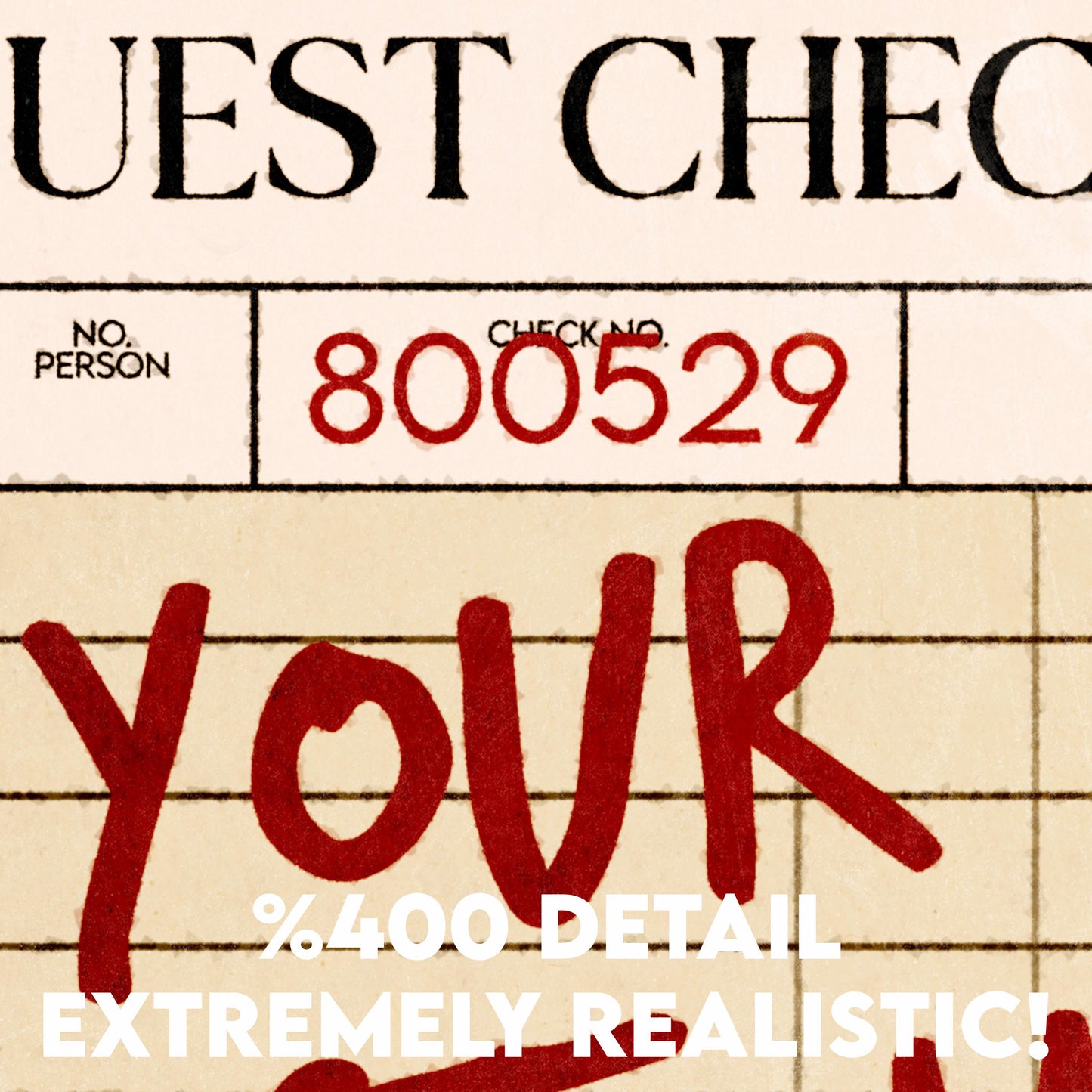 Custom Guest Check Poster: Preppy Typographic Art (Digital Download)