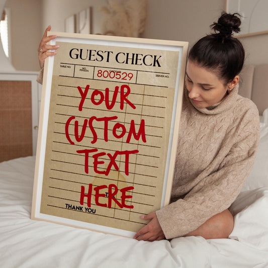 Custom Guest Check Poster: Preppy Typographic Art (Digital Download)