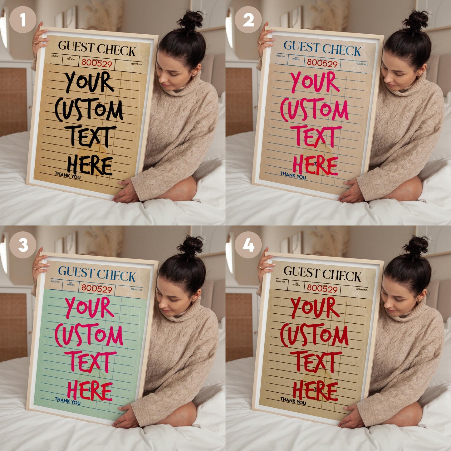 Custom Guest Check Poster: Preppy Typographic Art (Digital Download)