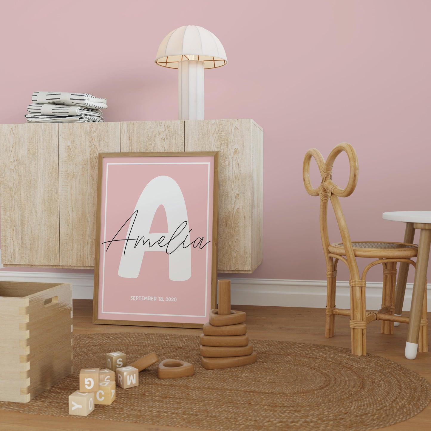 Custom Initial Name Nursery Print: Kids Room Decor (Digital Download)