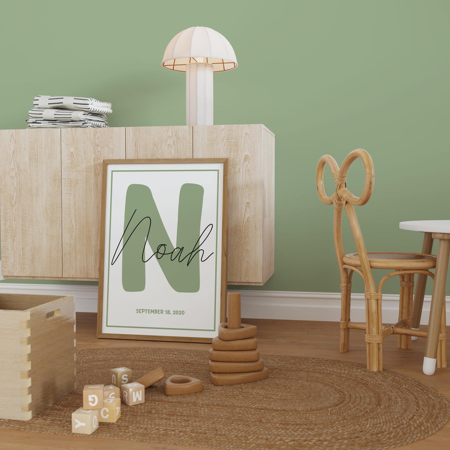 Custom Initial Name Nursery Print: Kids Room Decor (Digital Download)
