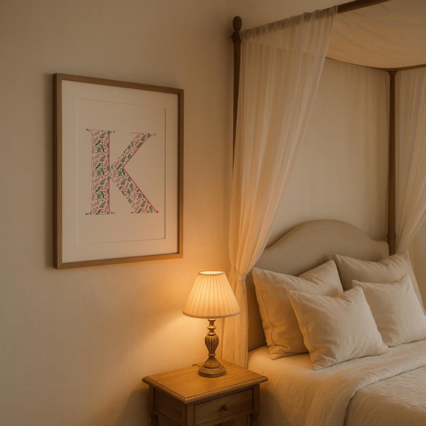 Custom Chinoiserie Letter Print: Pink Floral Monogram (Digital Download)