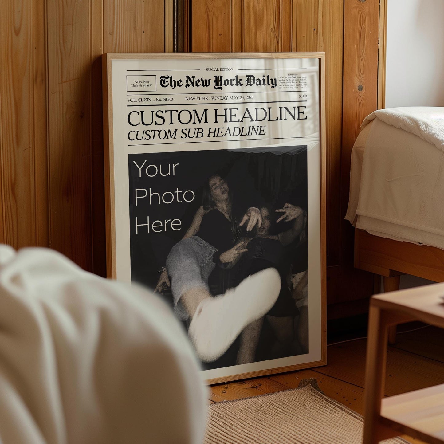 Custom Newspaper Photo Print: Personalized Bestie Gift (Digital Download)