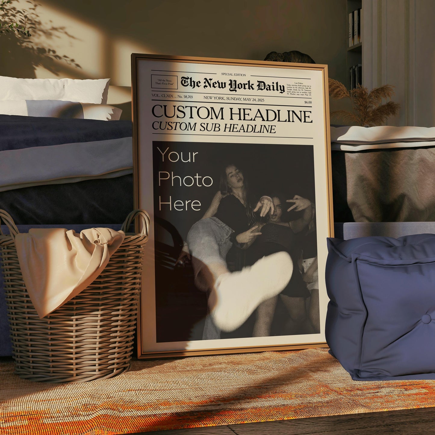 Custom Newspaper Photo Print: Personalized Bestie Gift (Digital Download)