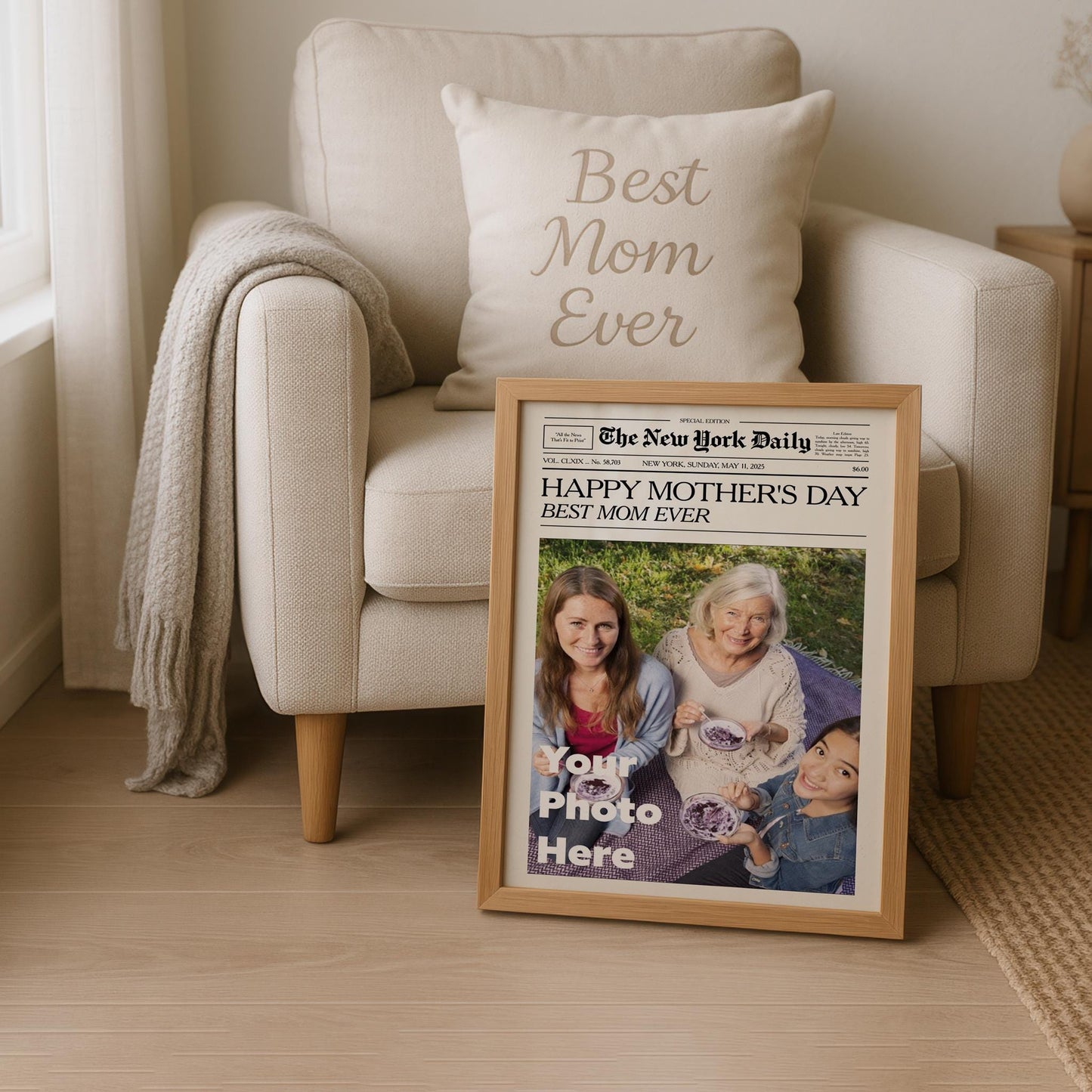 Mothers Day Gift, Gift For Grandma, Custom Mom Gift, Custom Newspaper Print, Unique Mom Gift, Print For Mothers, Newspaper Wall Art