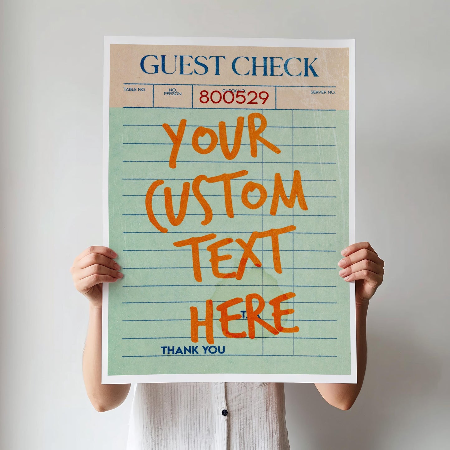 Custom Guest Check Poster: Preppy Typographic Art (Digital Download)