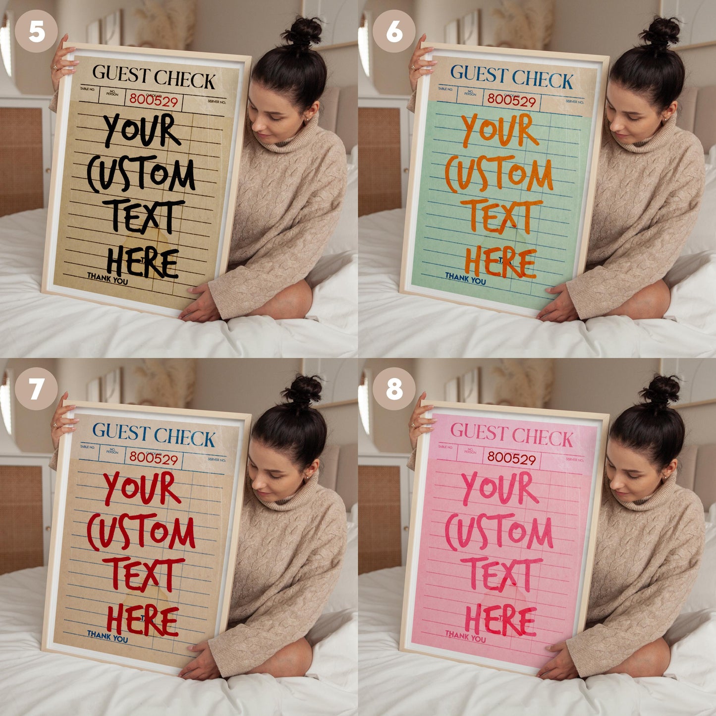 Custom Guest Check Poster: Preppy Typographic Art (Digital Download)