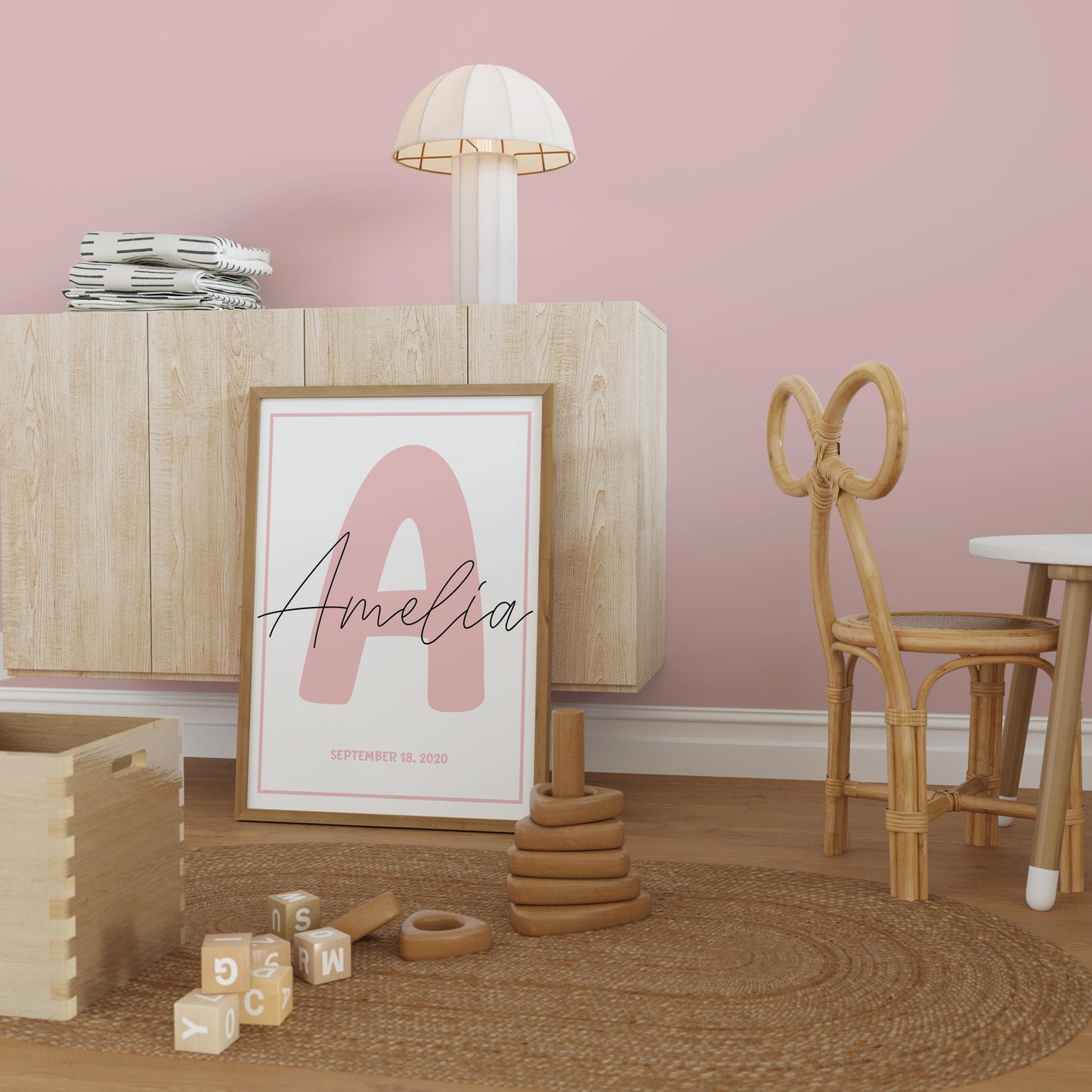 Custom Initial Name Nursery Print: Kids Room Decor (Digital Download)