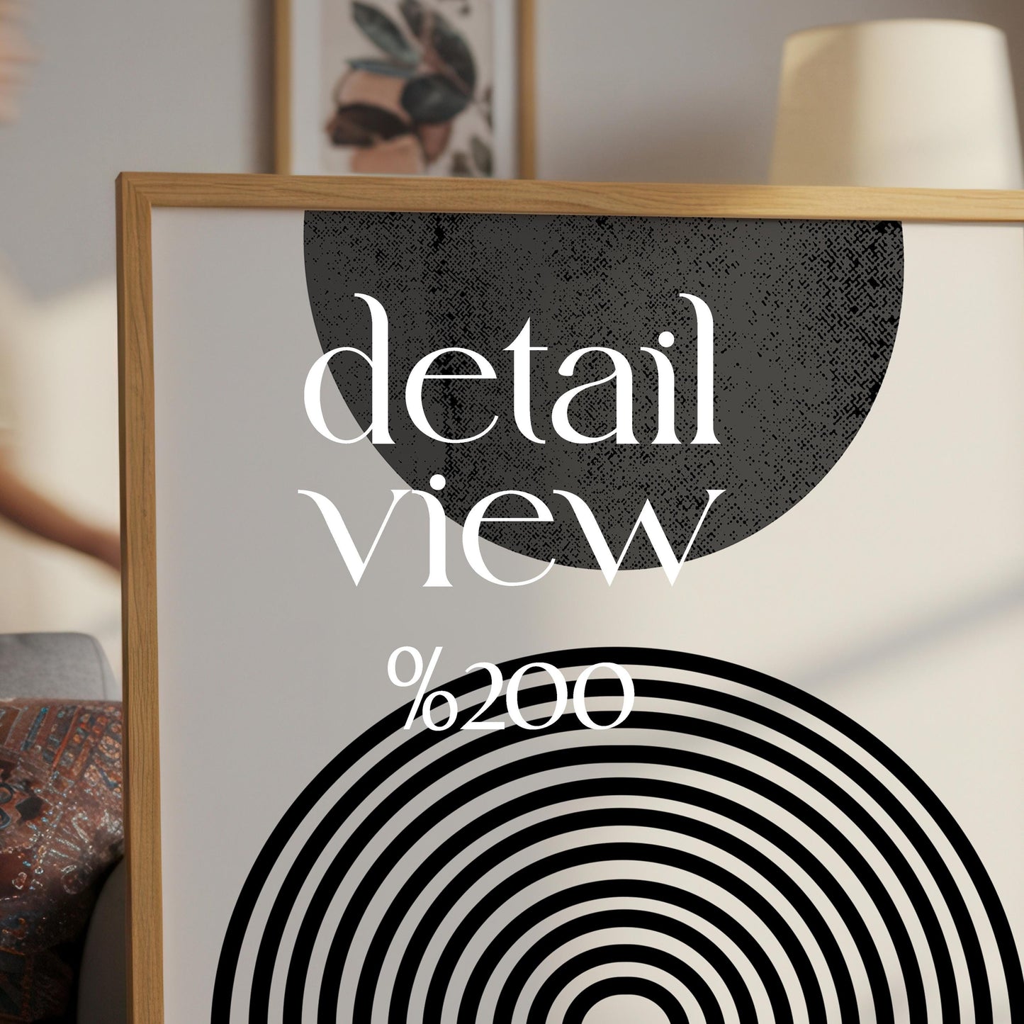 Boho Interior Frame Mockup: Living Room & Dining Room (PSD File, 4096x4096 px)