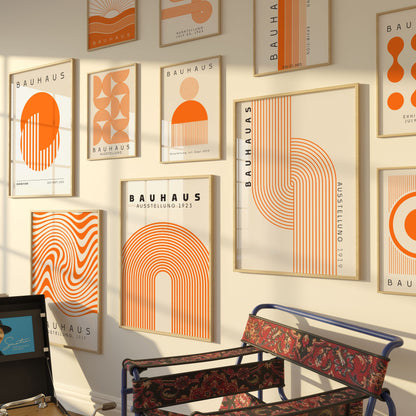 Bauhaus Orange Print Set: Modern Gallery Wall Art (Digital Download)
