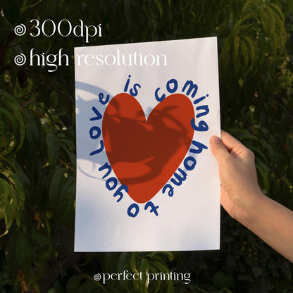 Red Heart Love Quote Art Print: Valentine's Day Decor (Digital Download)