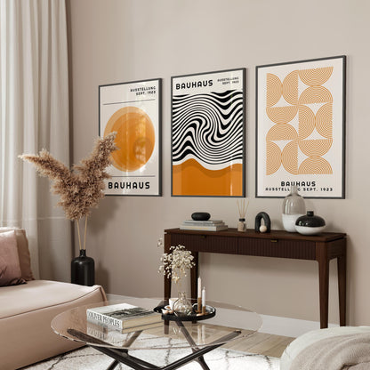 Bauhaus Print Set: Orange Geometric Wall Art (Digital Download)