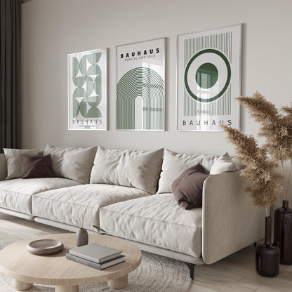 Bauhaus Sage Green Print Set: Modern Exhibition Posters (Digital Download)