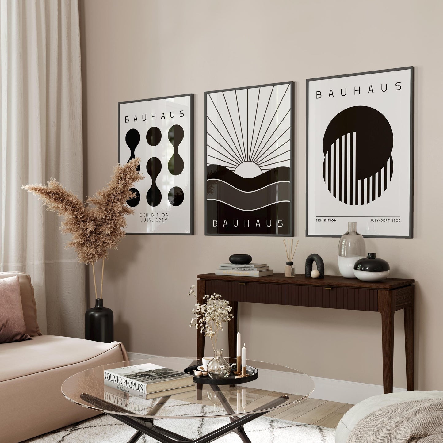 Black Bauhaus Print Set: Modern Exhibition Wall Art (Digital Download)