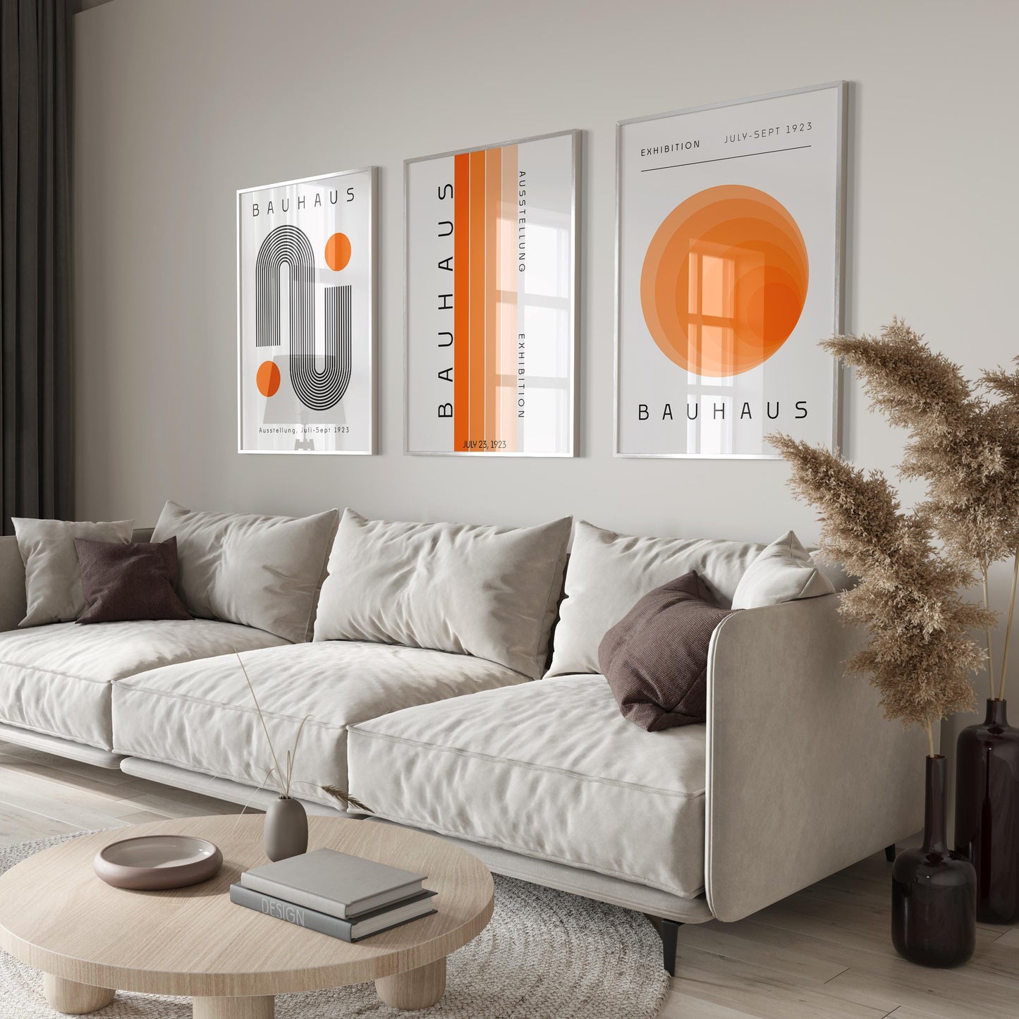 Bauhaus Print Set: Burnt Orange Abstract Wall Art (Digital Download)