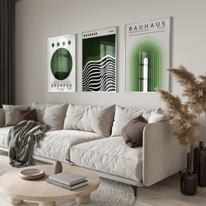 Sage Green Bauhaus Print Set: Modern Exhibition Posters (Digital Download)