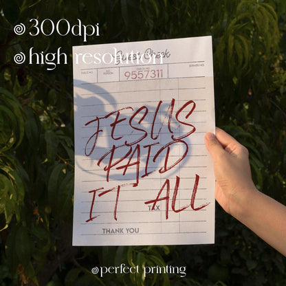 Jesus Paid It All Print: Retro Christian Wall Art (Digital Download)