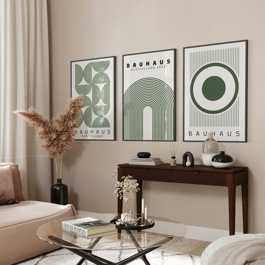 Bauhaus Sage Green Print Set: Modern Exhibition Posters (Digital Download)