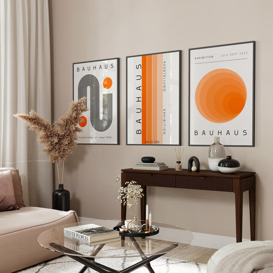 Bauhaus Print Set: Burnt Orange Abstract Wall Art (Digital Download)