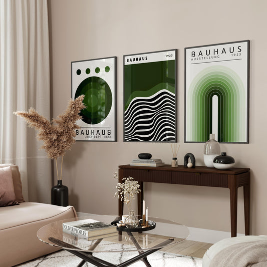 Sage Green Bauhaus Print Set: Modern Exhibition Posters (Digital Download)