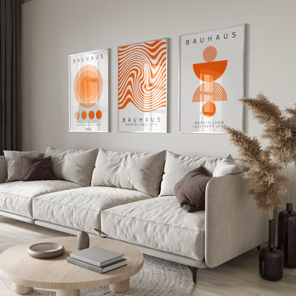 Burnt Orange Bauhaus Print Set: Modern Wall Art (Digital Download)