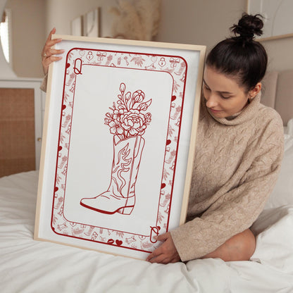 Queen of Hearts Card Print: Funky Y2K Dorm Decor (Digital Download)