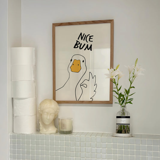 Funny Duck "Nice Bum" Bathroom Print (Digital Download)