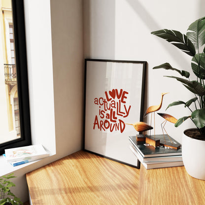 Love Actually Print: Red Typography, Y2K Apartment Decor (Digital Download)