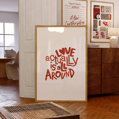Love Actually Print: Red Typography, Y2K Apartment Decor (Digital Download)