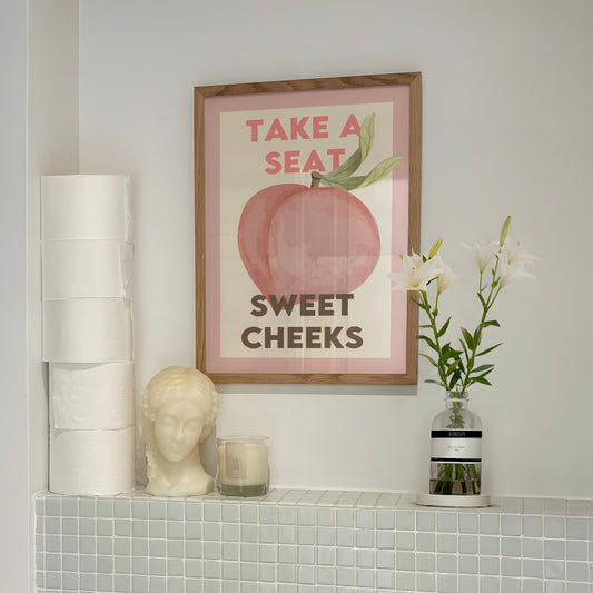 Funny Bathroom Print: Sweet Cheeks Toilet Sign (Digital Download)