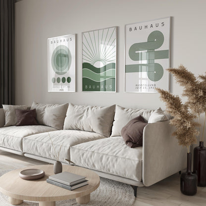 Sage Green Bauhaus Print Set: Boho Chic Wall Art (Digital Download)