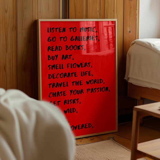 Red Typography Print: Inspirational Quote Wall Art (Digital Download)
