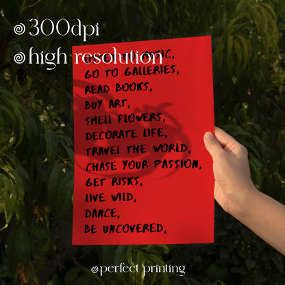 Red Typography Print: Inspirational Quote Wall Art (Digital Download)