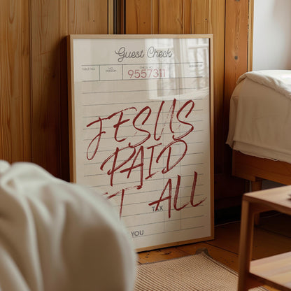 Jesus Paid It All Print: Retro Christian Wall Art (Digital Download)