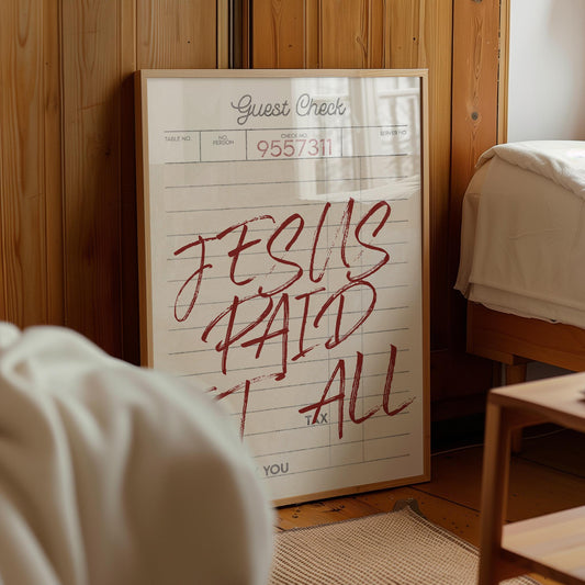 Jesus Paid It All Print: Retro Christian Wall Art (Digital Download)