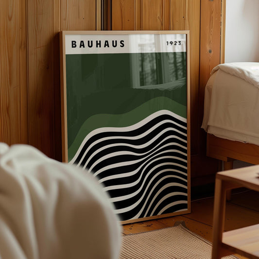 Bauhaus Exhibition Poster: Sage Green Geometric Wall Art (Digital Download)
