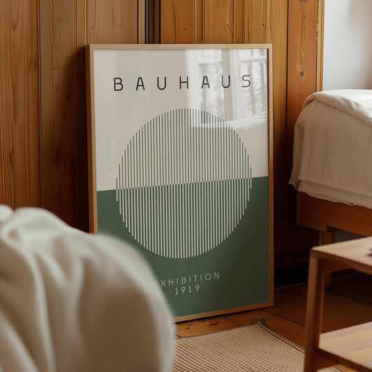 Bauhaus Exhibition Poster: Sage Green Boho Decor (Digital Download)