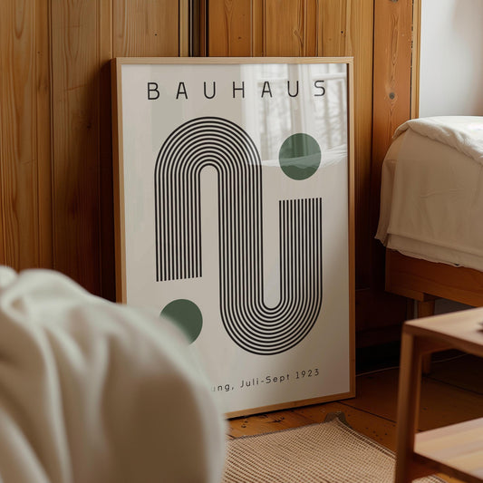 Sage Green Bauhaus Print: Boho Chic Exhibition Poster (Digital Download)