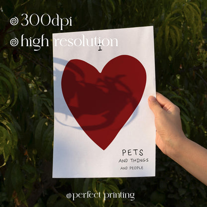 Pet Lover Heart Art Print: Minimalist Home Decor (Digital Download)