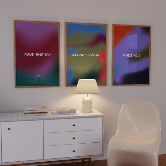 Gradient Aura Poster Set - Spiritual Wall Art, Energy Decor, Meditation Quote Prints