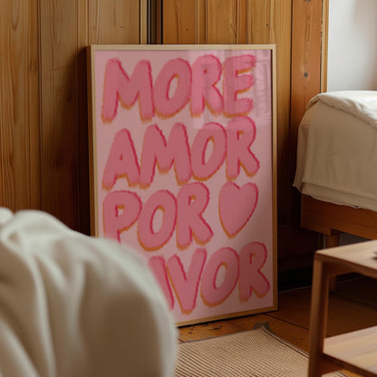 More Amore Por Favor Print: Preppy Pink Wall Art (Digital Download)