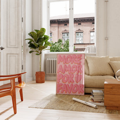 More Amore Por Favor Print: Preppy Pink Wall Art (Digital Download)