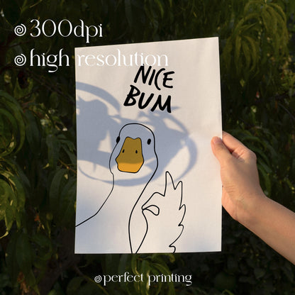 Funny Duck "Nice Bum" Bathroom Print (Digital Download)