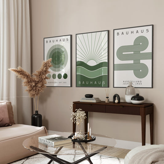 Sage Green Bauhaus Print Set: Boho Chic Wall Art (Digital Download)