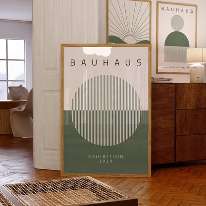 Bauhaus Exhibition Poster: Sage Green Boho Decor (Digital Download)