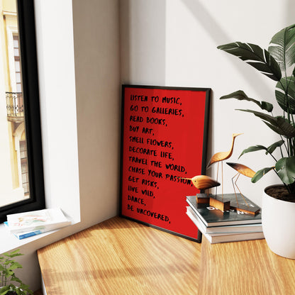 Red Typography Print: Inspirational Quote Wall Art (Digital Download)