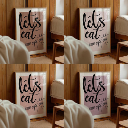 Bon Appetit Print: Kitchen Dining Room Typography Art (Digital Download)